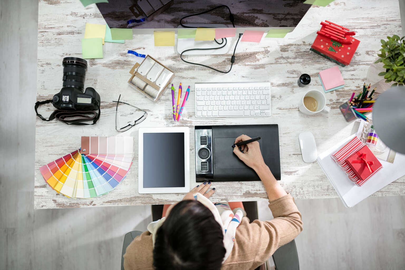 Woman designer working on a logo concept